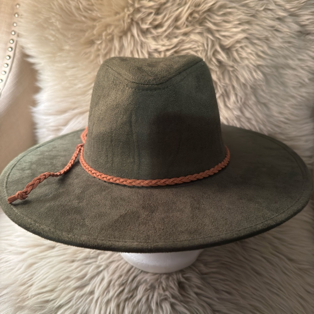 Olive Green Wide-Brim Hat